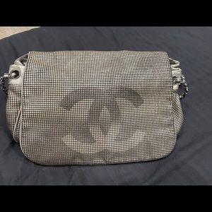 Chanel metallic lamb skin Perforated Hollywood Accordion Flap bag, Authentic